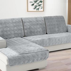 Deep Dream Sectional Sofa Covers for 3 Cushion Couch, Couch Cover for Dogs Pets Recliner Loveseat L Shaped, Anti-Slip, 28 x 70 Inch - Light Gray(Only 1 Piece)