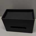 PU Leather Tissue Box Cover with Storage Tray, Rectangle Decorative Organizer Holder for Bathroom Vanity, Bedroom Dresser, Office and Nightstand, Black
