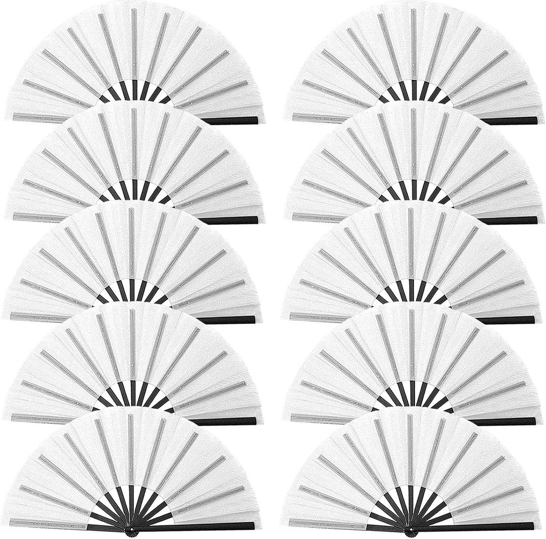 Oncpcare 10 Pcs Clack Fans for Line Dancing Bulk, Foldable Black Hand Fans for Dance Teams, Group Events, Performances and Parties