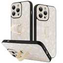 KANGHAR for iPhone 13 Pro Case White Leopard Print Pattern Cute Cheetah Wristband Stand Phone Cover for Women Girls Men Shockproof Slim Protective Cover for iPhone 13 Pro 6.1 Inch