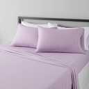 Amazon Basics Lightweight Super Soft Easy Care Microfiber 4 Piece Bedsheets Set with 14-Inch Deep Pockets, Queen, Frosted Lavender, Solid