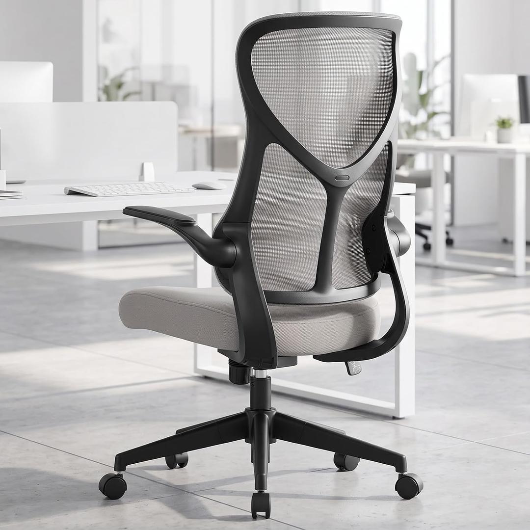 DUMOS Executive Home Office Chair, Ergonomic Computer Desk Chair, Mesh300 LBS, High Back, 2D Headrest, Adjustable Lumbar Support, Flip-up Armrests, Swivel Wheels, Black