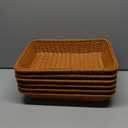 Eccliy 6 Pack Wicker Bread Baskets 15.8 Inch Woven Serving Basket for Gifts, Poly Wicker Storage Rectangle Rattan Display Trays for Bread Food Vegetables Fruit Snacks Tabletop Restaurant Home