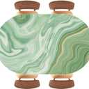 Green Marble Texture Colorful Background Oval Fitted Elastic Edge Table Cloths Waterproof for Indoor Outdoor Patio Use, Style1, Fitted for 42"x60" Oval Tables
