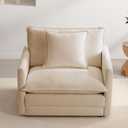 Chenille Oversized Accent Chair - 39W Big Comfy Modular Cloud Chair, Cozy Reading Chair for Living Room, Kids Room, Reading Nook, Bedroom, Family, Sand Beige