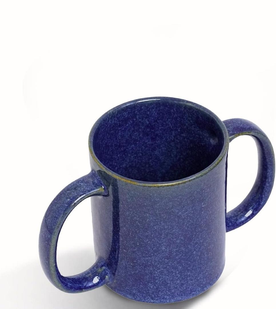 2activelife Double Grip Ceramic Mug: BPAFree Dual Handle Design for Secure Hold, 11.83 US Fl. Oz. (350 Ml), Elegant Blue Color, Microwave Safe Drinking (Blue)