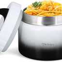 Insulated Thermo Food Jar for Kids - 12 Oz Capacity, Suitable for Hot & Cold Foods, Leak-Proof Vacuum Stainless Steel Design with Wide Mouth for Lunches, Soups and Travel (White Black 12OZ)