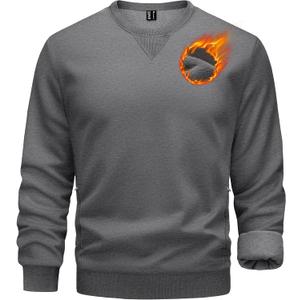 TACVASEN Men's Crewneck Sweatshirt Fleece Lined with Pocket Winter Warm Midweight Casual Long Sleeve Pullover Sweatshirt (Gray, L)