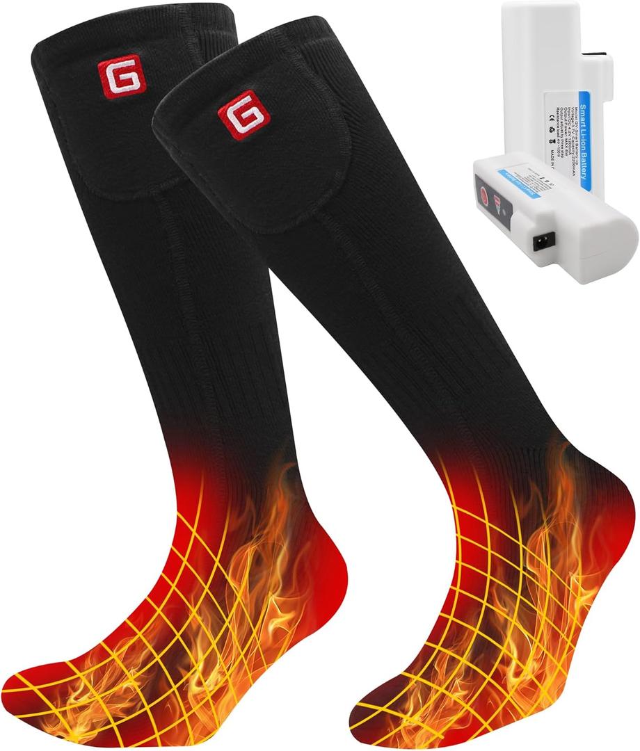 Heated Socks for Men Women,3.7V 2200mAh Battery Powered Cold Weather Rechargeable Electric Socks,Warm Electric Socks Outdoor Riding Camping Hiking Motorcycle Skiing Warm Winter Socks, L