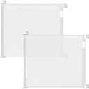 2-Pack Retractable Baby Gate for Stairs-33Height, Expands up to 55Width-Safety Gate for Infants, Toddlers, Dogs & Pets-Easy Install, Secure Closure, White Mesh Design for Indoor & Outdoor Use, White, 33x55 Inch (2 Pack)