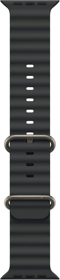 Apple Watch Band - Ocean Band (49mm) - Black with Natural Titanium Finish - Regular
