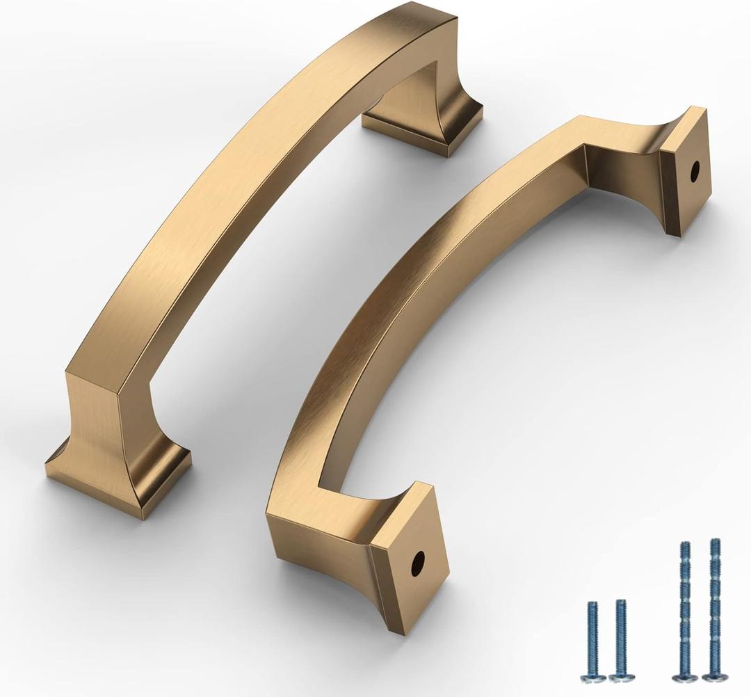 10 Pack Champagne Bronze Cabinet Pulls 4 Inch(102mm) Hole Center Kitchen Cabinet Handles Drawer Pulls Kitchen Hardware Cupboard Handles Bathroom Solid Dresser Handles