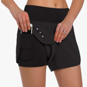 Ksmien Women's 2 in 1 Running Shorts - Lightweight Athletic Workout Gym Yoga Shorts Liner with Phone Pockets, Size XS