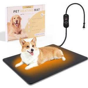 Outdoor Dog Heating Pad with Adjustable Temperature & Timer, Waterproof Pet Heated Mat for Cats, Dogs & Small Animals, Warming Pet Mat for Outdoor & Indoor in Extreme Weather 45W 20" x 16"