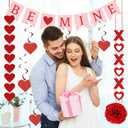 RAWILL Valentines Day Decorations Set, Hanging Heart Swirls,BE Mine Banner, Love XO and Red Felt Heart Wooden Beads Garlands Banner,for Home,Classroom,Office,Wedding and Party