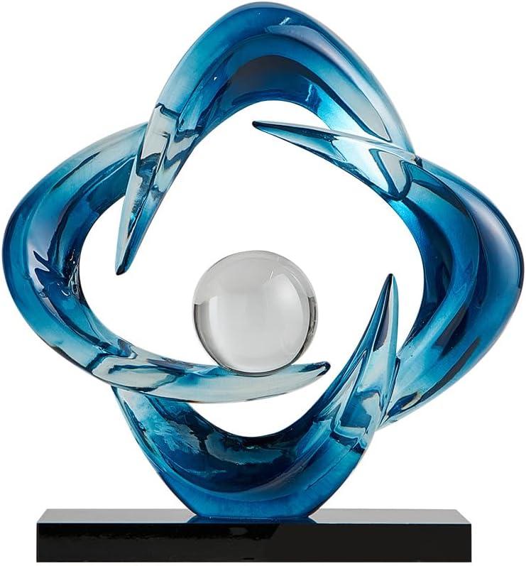 Abstract Art Sculpture, Resin Gold Decorative Statue, Modern White Ornaments for Living Room, Decorativas Modernas for Coffee Table/Entryway/Office Collectibles (Blue)