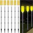 Macarrie 6 Pcs Solar Powered Driveway Markers Reflector Lights Landscape Driveway Reflectors on Poles for Snow Road Outdoor Yard (37 Inch,Yellow)