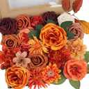 LELEE Fall Artificial Flowers Combo Box Set Orange Faux Flowers Bulk Foam Silk Flower Leaf with Stems for DIY Wedding Bouquets Centerpieces Cake Baby Shower Party Home Fall Decorations