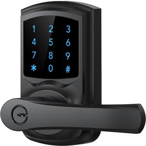 Keyless Entry Door Lock with Keypad and Handle for Front Doors, Touchscreen, Anti-peep Password, Auto-Locking, Matte Black