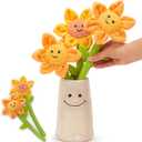 Tezituor 14inch Flower Plush for Mother's Day Sunflower Bouquet Toy for Girls, Lavender-Scented Decorations Valentine's Day Anniversaries Graduation Gifts, 3 Flower & 1 Vase