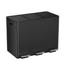 mVm 12 Gal 3 Compartment Trash Can, Triple Step Trash Can with Lid, Modern Kitchen Office Garbage CanBlack (45L)