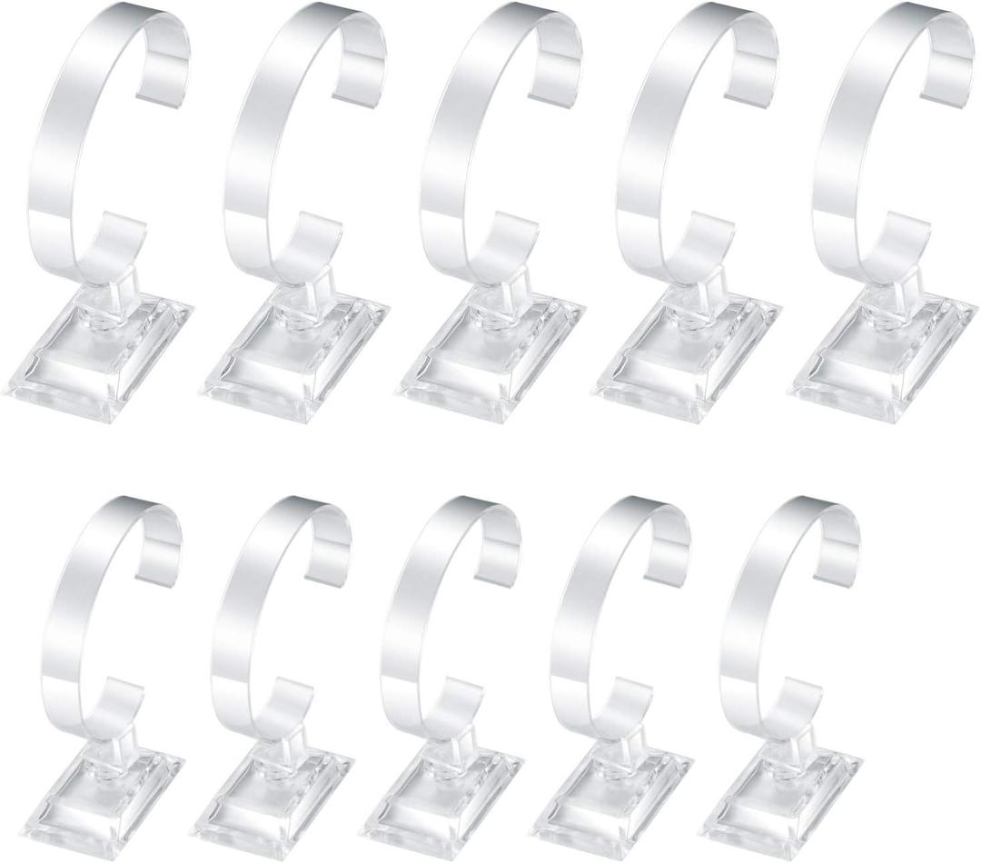 10 Pcs Watch Display Stand Holder, 4 inch/3.5 inch Clear Plastic Watch Display Stand Rack, Round Transparent Bracelet Stand Holder