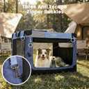 Gardner Pet Soft Collapsible Dog Crate - 36 Inch Portable Travel Dog Crate for Medium/Large Dogs Indoor & Outdoor, 3-Door Pet Crate with Durable Mesh Windows & Storage Bag, Blue