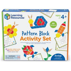 Learning Resources Pattern Block Activity Set, 20 Double-Sided Cards, Ages 4+