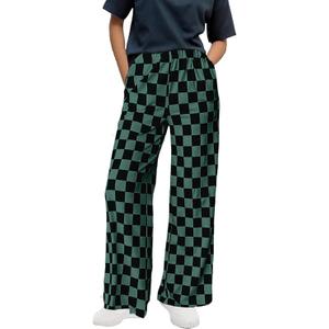 WSPLYSPJY Women's Casual Checkered Pants Elastic Waist Comfy Loose Wide Leg Pants with Pockets, XXL