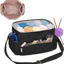 Crochet Bag Yarn Storage Organizer Knitting Bag For Crocheting Accessories Crochet Hook Case Gifts For Crafters (Black-3)