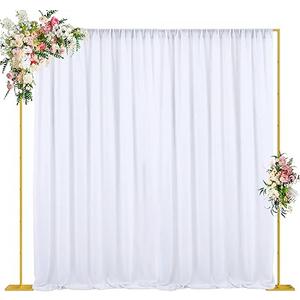 Wokceer 10x10 FT Backdrop Stand Heavy Duty Pipe and Drape Kit, Adjustable Gold Backdrop Stand for Wedding Birthday Party Photography Photo Booth Background Christmas Decoration