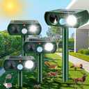 Ultrasonic Solar Animal Repeller Cat Repellent Outdoor Deer Repellent Devices Motion Sensor,Raccoon Squirrel Skunk Rodent Dog Rabbit Deterrent,Waterproof Animal Repeller for Yard Farm-4 Pack