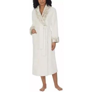Carole Hochman Women's Shawl Collar Plush Robe (Medium, Ivory)