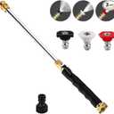 High Pressure Jet Nozzle Power Washer Wand for Garden Hose, Hydro Jet High Pressure Washer Tools with 3 Different Nozzles and Hose Quick Connectorsfor Patio Car Pet Window Glass Black
