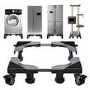 Fridge Stand Mobile Base With 4 Locking Wheels and 4 Strong Feet, Adjustable Furniture Dolly for Washer Dryer Washing Machine Stand Pedestal, Refrigerator (Grey, Large)