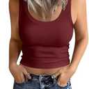EADINVE Women Scoop Neck Ribbed Crop Tank Tops Summer Basic Sleeveless Slim Fit Cropped Tops 2025 XS