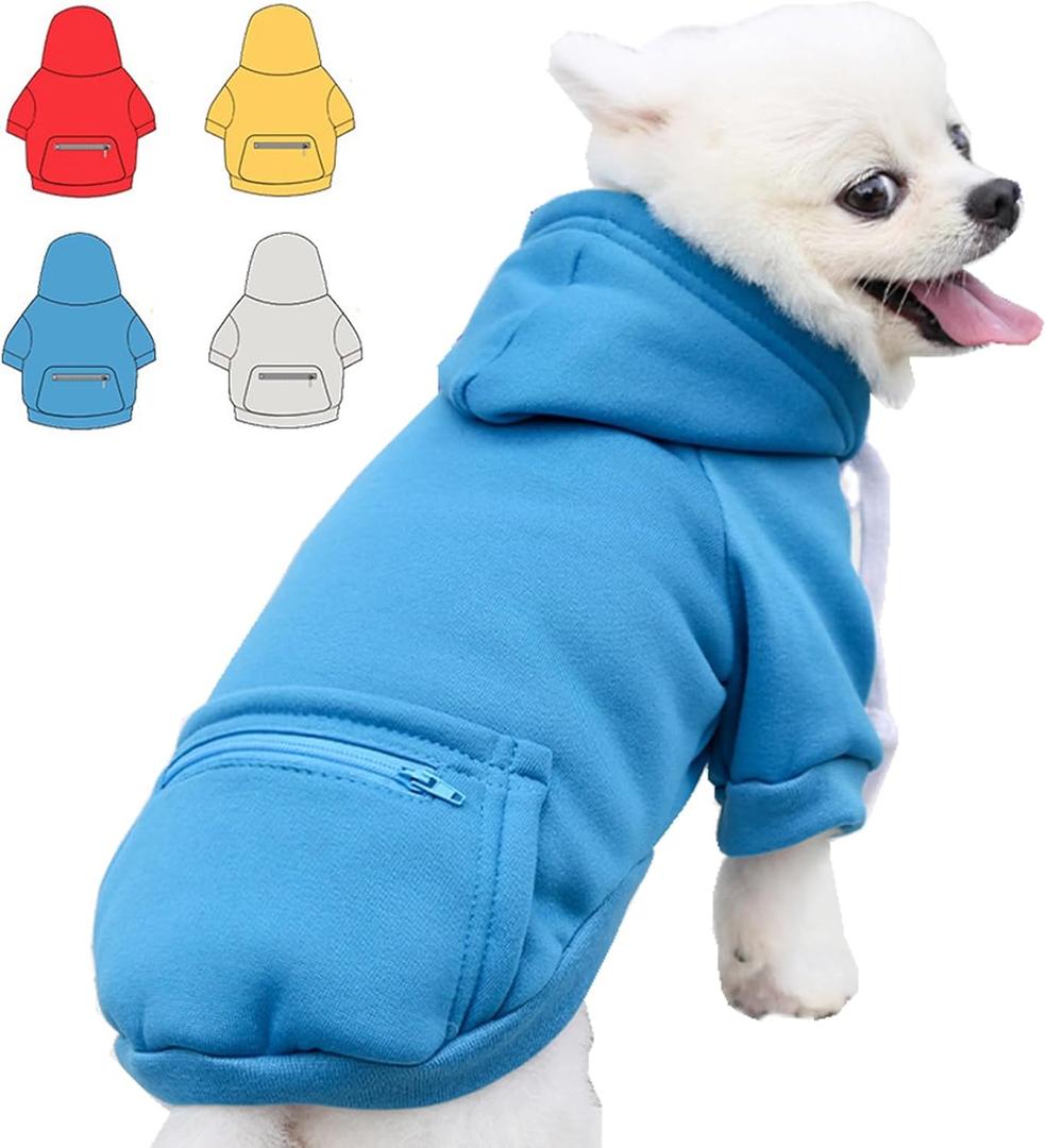 Dog Hoodie for Small Medium Large Dogs,Fleece Hoodie for Dogs with Zipper Pocket,Fall Winter Dog Sweatshirts Hoodie for All Sized Dogs(5XL,Blue)