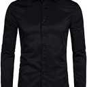 Men's Long Sleeve Button Up Shirts Solid Slim Fit Casual Business Formal Dress Shirt XXL