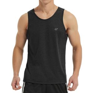 EZRUN Men's Tank Tops Quick Dry Workout Swim Beach Shirts Sleeveless Shirts for Bodybuilding Gym Fitness Training (Large, Black)