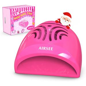 AIRSEE Kids Nail Dryer, Portable Nail Dryer, Mini Nail Fan for Regular Nail Polish - Birthday, Christmas, Party Gift for Grils, Battery Operated, DIY nail art, No Harmful, Two stickers included (Pink)