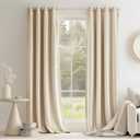 Topfinel Beige Velvet Blackout Curtains 84 Inches Long, Grommet Curtains Room Darkening Thermal Insulated Soundproof Modern Nursery Spring Drapes Home Decor for Living Room Bedroom 2 Panels