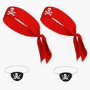 Pirate Accessories Set with Pirate Headband and Eye Patch for Halloween Cosplay Theme Party