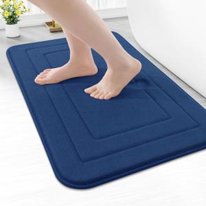 Arotive Memory Foam Bathroom Rug Mat 24x16, Ultra Soft and Absorbent Bath Mat, Machine Wash Dry, Comfortable Bath Rug Carpet for Bathroom Floor, Tub and Shower, Navy
