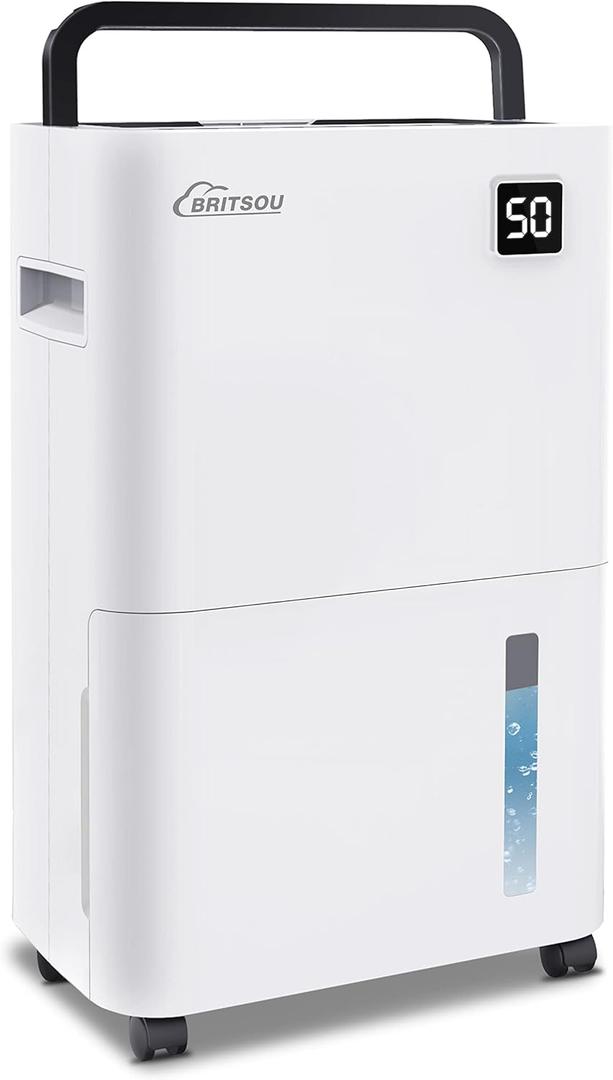 50 Pints Dehumidifier for Basement, Britsou Dehumidifiers for Home with Drain Hose - Quiet Smart Dehumidifier with 3 Modes, 24 Hr Timer - Ideal for Home Bedroom, Bathroom