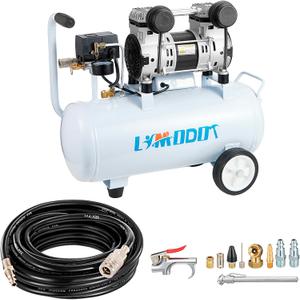 Quiet Air Compressor, Only 68dB, 5 Gallon Steel Tank, 2.8CFM @ 90PSI, Oil-Free, Electric Air Compressor Perfect for Woodwork Nailing, Garage, Car, Pneumatic Tool, Includes 11 Accessories (5 Gallon With Accessory Kit)