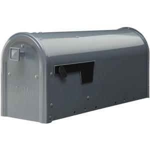 Architectural Mailboxes Edson Weather-Resistant Steel Metal Post Mounted Mail Box for Outside, Gunmetal Grey, Medium Curbside Mailbox with Magnetic Latch, USPS Approved for Residential Delivery