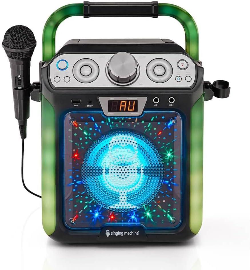 Singing Machine SML682BTBK Groove Cube Karaoke Player with Bluetooth and Echo Control, Battery Powered, Black