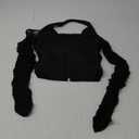 Lancifolium Women’s Halter Long Sleeve Crop Top Y2k Deep V Neck T Shirts Black S