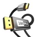 USB-C to DisplayPort 2.1 Cable 10FT | 16K@30Hz 8K@120Hz 4K@240Hz 40Gbps, Thunderbolt 4/3 to DisplayPort 2.1 Cord [Thunderbolt 3/4/5 Compatible] for iPhone 16/15,Galaxy S24,MacBook Pro/Air,iPad,XPS