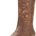 IUV Cowboy Boots For Women Pointy Toe Women's Western Boots Cowgirl Boots Mid Calf Boots (6, Brown)